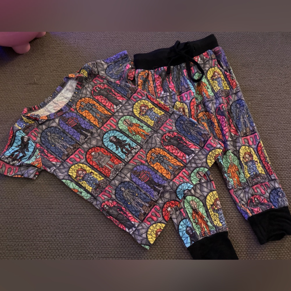 Horror Movie Scary Guys in Stained Glass Pajama Set